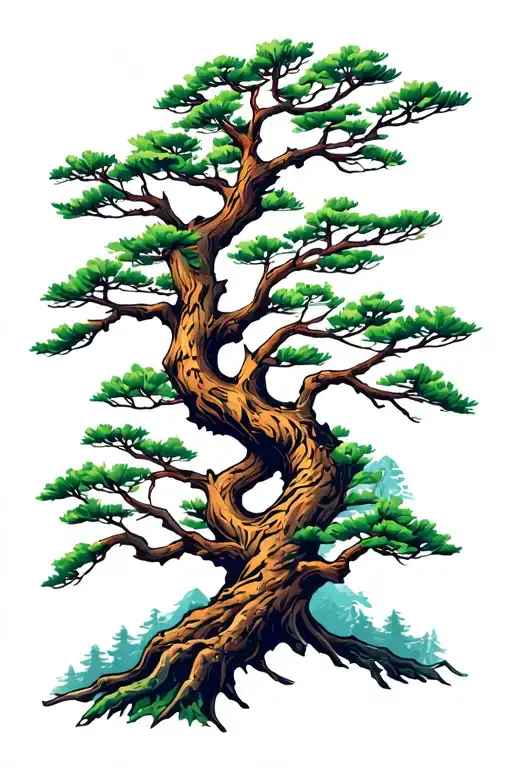 Mountain And Tree Branches Representing Each Other