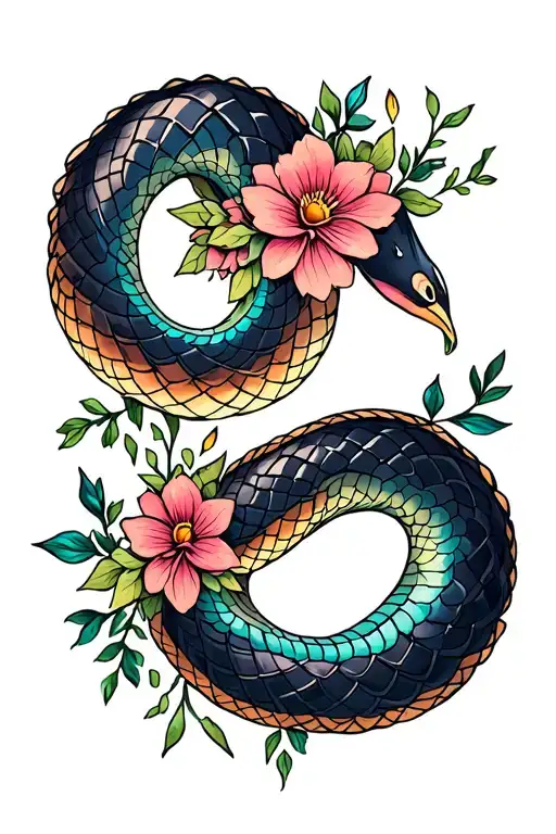 Witchy Solar Snake With Flowers