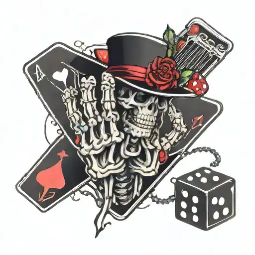 Cards And Dice Skeleton Hand