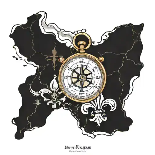 Compass And A Fleur De Lis On A Map Of France