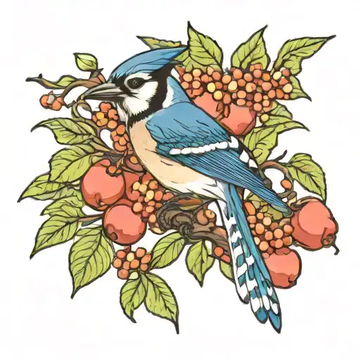 Bluejay In Apple Tree