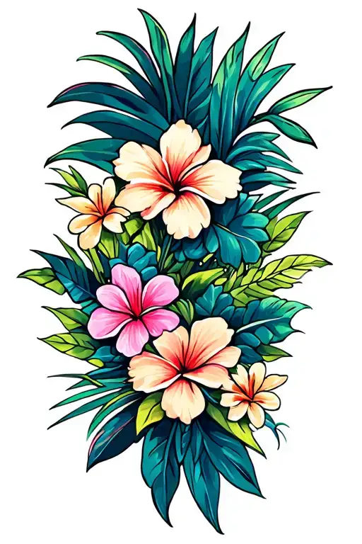 Hawaiian Islands With Flowers