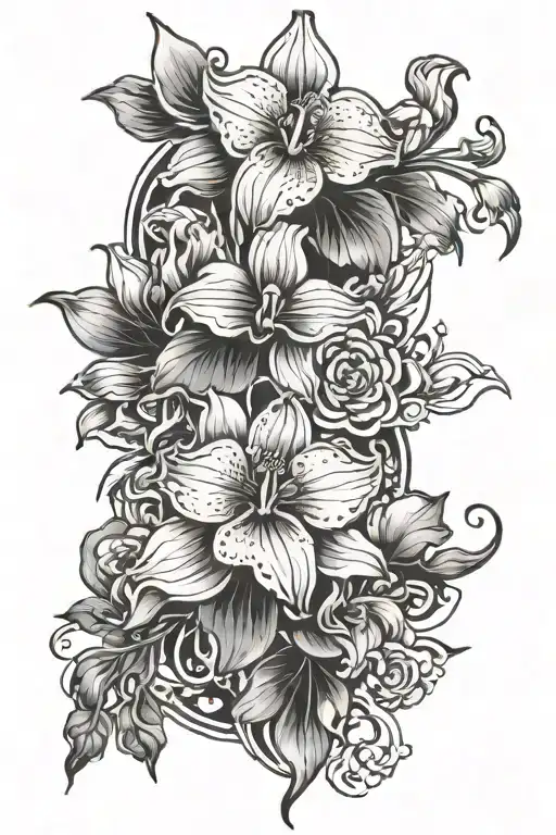 Black Orchid Sleeve Featuring A Collage