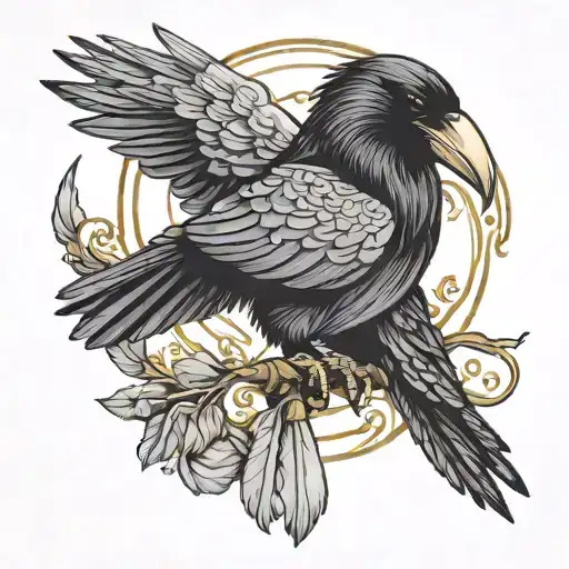 Raven Eating Its Own Wings Spread