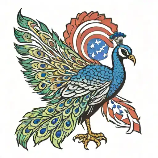 Peacock With A Puerto Rican Flag