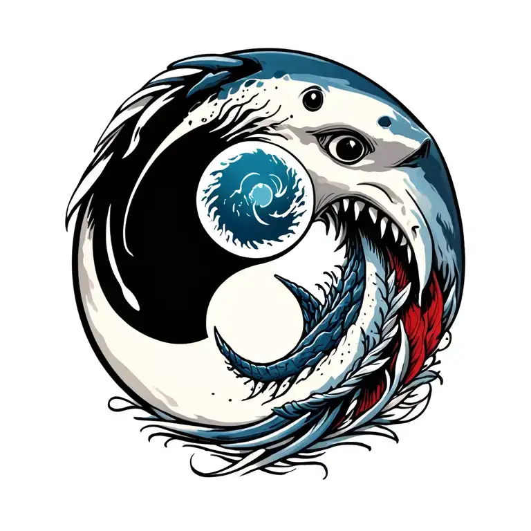 Yingyang Symbol Made With Great White Shark And A Killer Whle