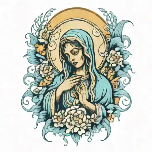 Virgin Mary Praying Ocean