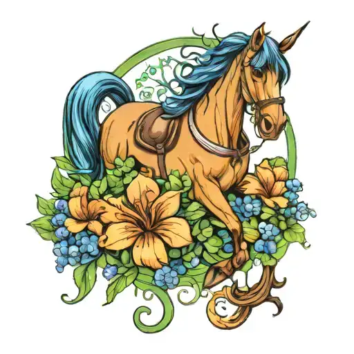 Bluebells Shamrock Horseshoes Fairies Dancing Flowers Horses Bells