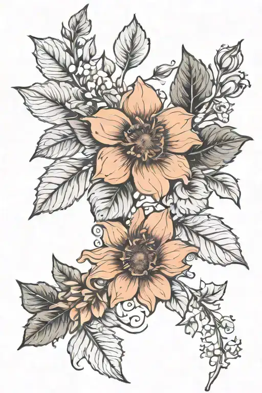 Line Work Of Birthflower For April And December Birth Flower