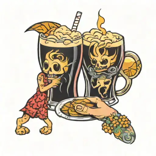 Tattoo For Your Childhood Friends Toasting Drinks