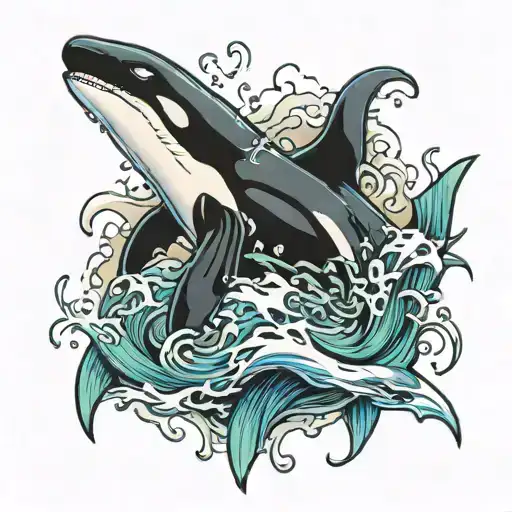 Orca Jasing Shark Swimming