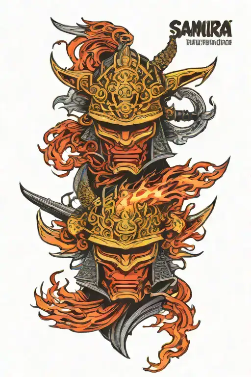 Samurai Helmet Flames