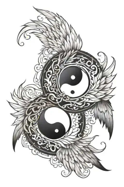 Yin Yang Symbol Angel Wings