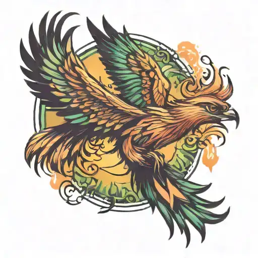 Phoenix Flying Over The Boreal Aurora