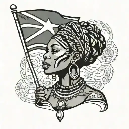 Black Woman African Flag