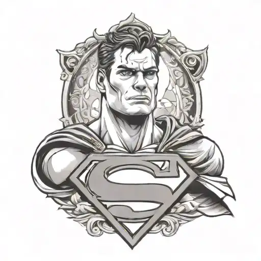 Superman Tattoo With Regal Background Elements