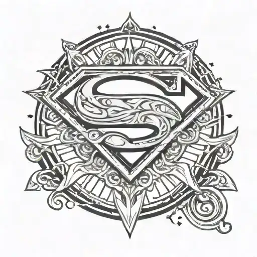 Superman Symbol With Background Elements Incorporated