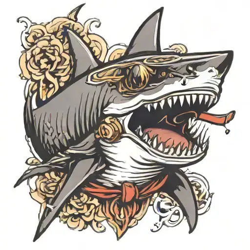 Shark Wearing Sunglasses Smoking A Cigar