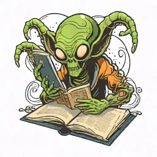 Alien Reading A Book About Humans