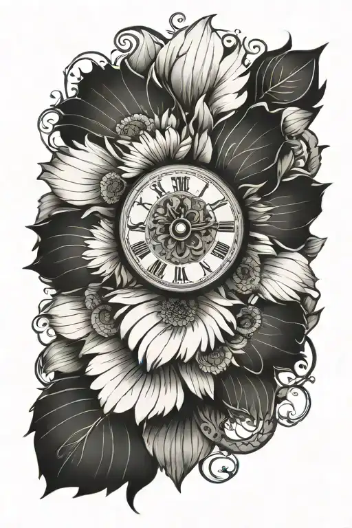 Gerbera Daisy With Clock Face Inside