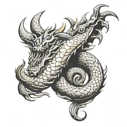 Samari And Dragon Wrapped Tightly Curled Horns