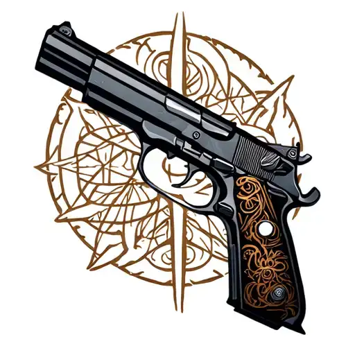 A Combination Of A Gun And A Psychology Symbol Forming A Unique Design