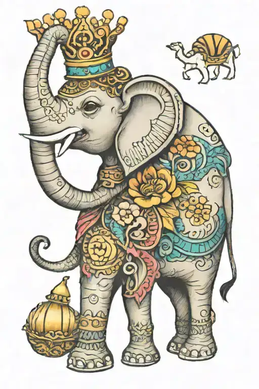 Elephant With A Crown And A Shell Friends