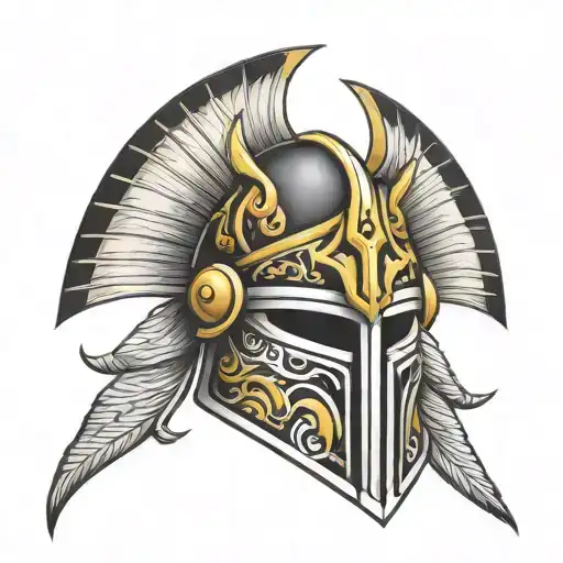 Warrior Helmet Tattoo Design