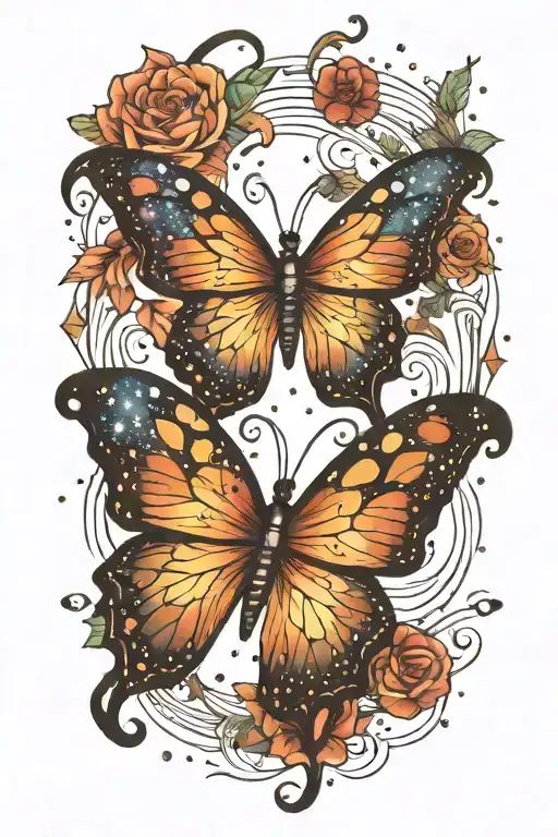 Galaxy Filled With Stars Forming The Shape Butterfly