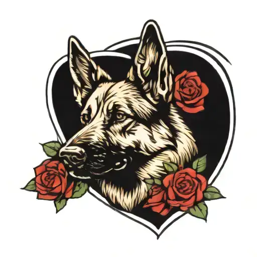 German Shepherd With Rose