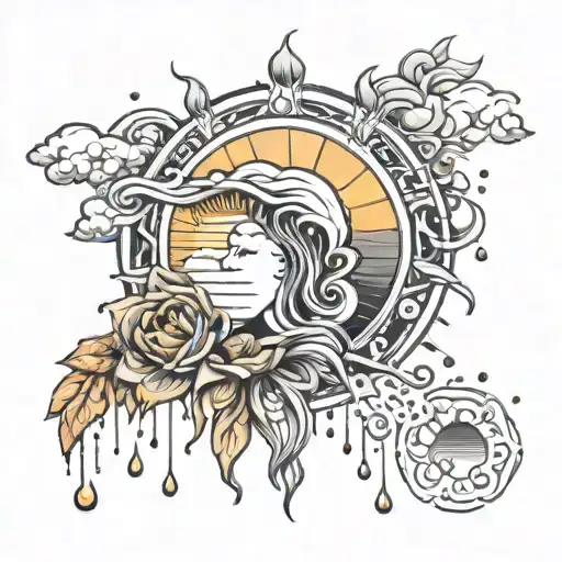 Sun And Rain Fine Line Art