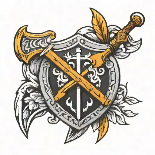 Greek Theme Shield Spear Axe Sword