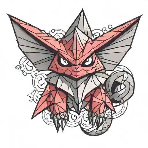 Pokemon Weavile In Origami Style Tattoo Design