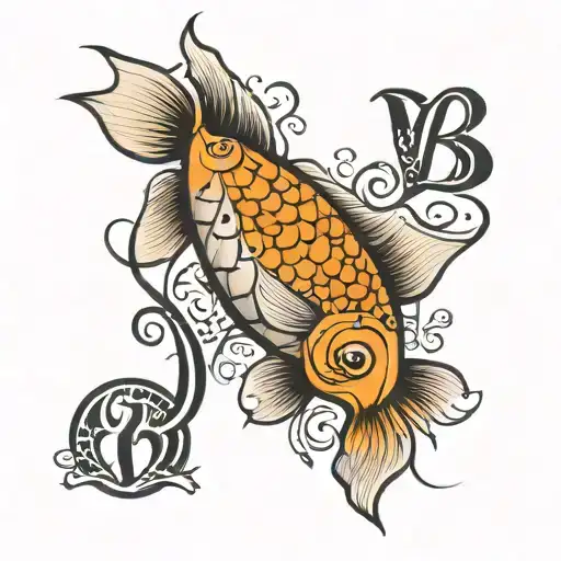 Fish Design With Letters V And B B