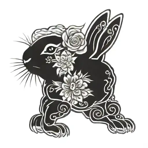 Chinese New Year Rabbit In Black And White