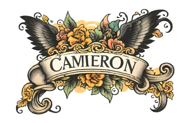 The Name Cameron In Black In With Watercolor Background