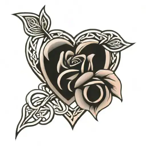 Celtic Knot Heart With Peach Rose Intertwined