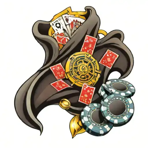 Poker Chips Cards Money Bag