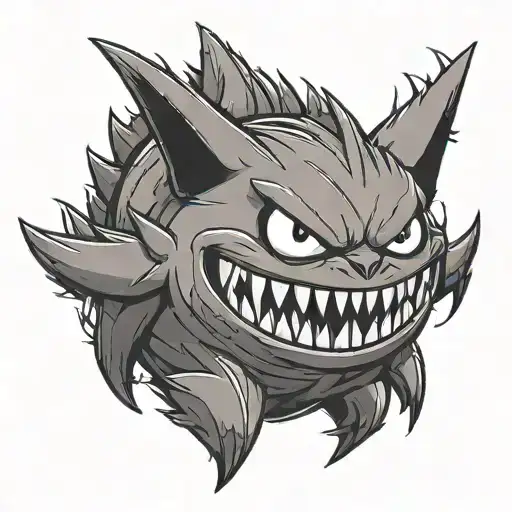 Pokemon Gengar Tattoo In Black