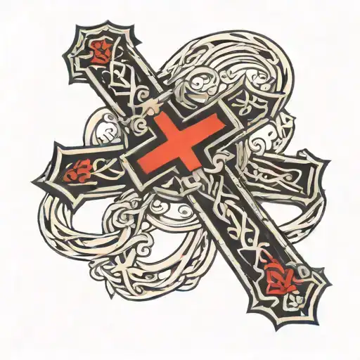 Christian Roman Cross With Band Around Forearm