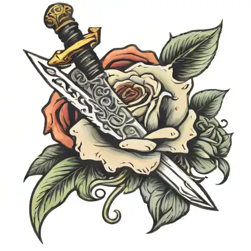 Sword With A Rose In The Middle