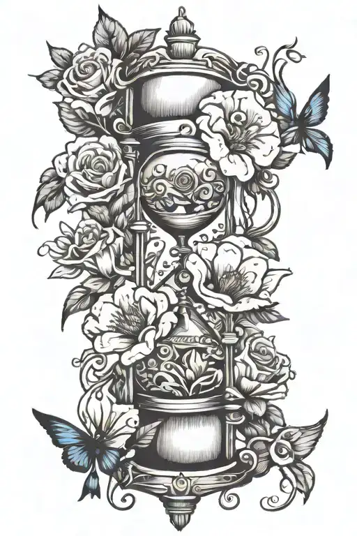 Bible Verse Flower Garden Filled Hourglass Tattoo Depicting