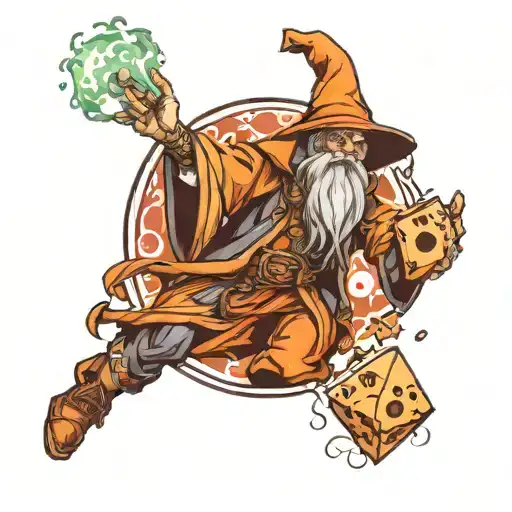 Wizard Holding A Dice