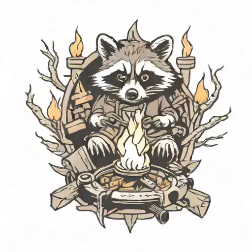 Raccoon Camping Fire