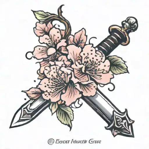 Sword With Cherry Blossom Flowers