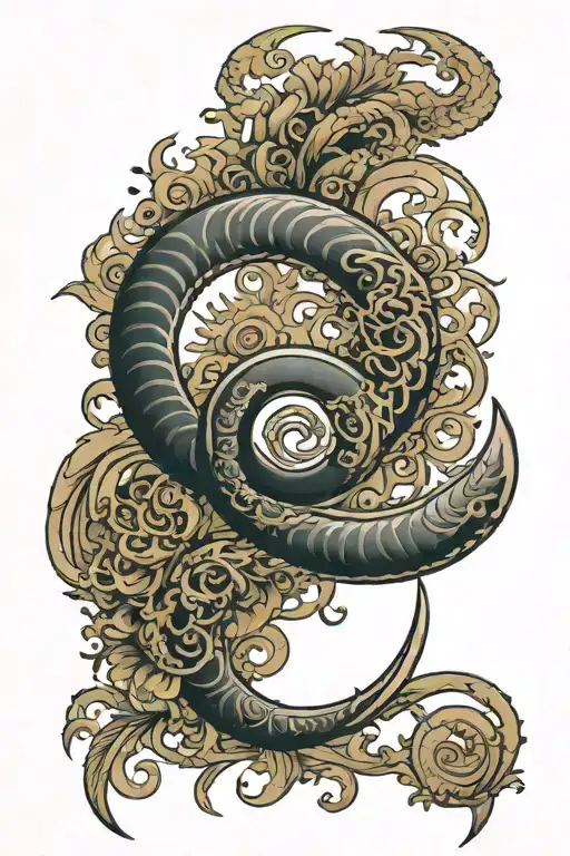 A Not Very Thick Enso Symbol Combined With A Scale And Dagger