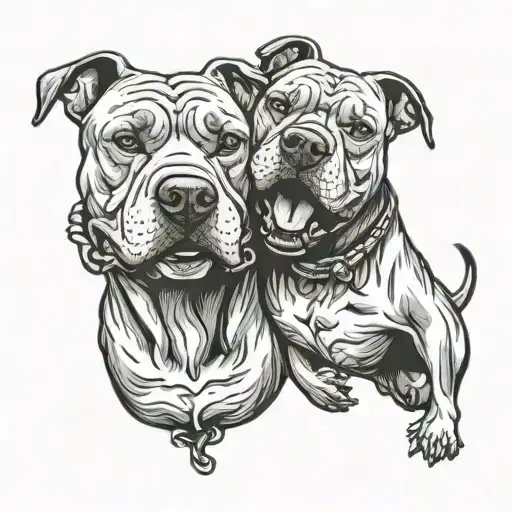 2 Pitbull Faces Biting Each Other