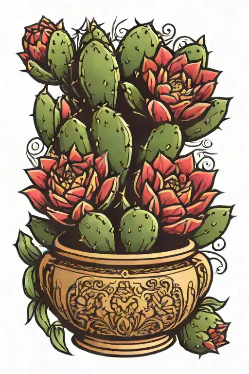 Cactus In A Decorated Vase