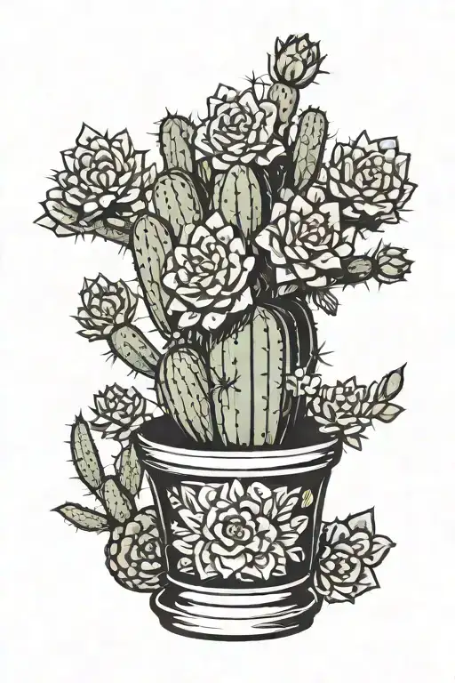 Cactus In A Decorated Vase