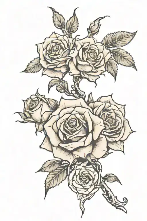 Grout With A Plant And A Rose On The Hand A Branch Of Weaving And An Inscription